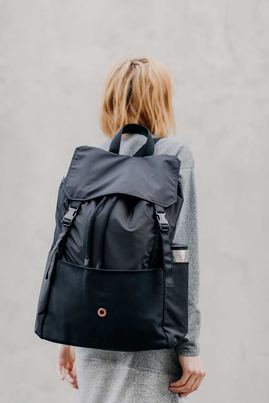 backpack COLLAGE BLACK comfortable black, unisex, original, handmade in poland