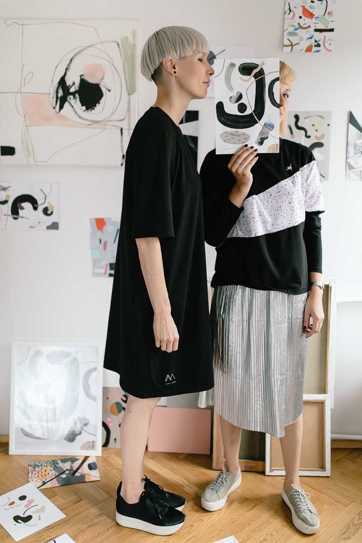 bluza VOO - Czarno biała damska bluza wykonana ze specjalnie zaprojektowanego autorskiego materiału. Polski Handmade. Pulpa + Metr64